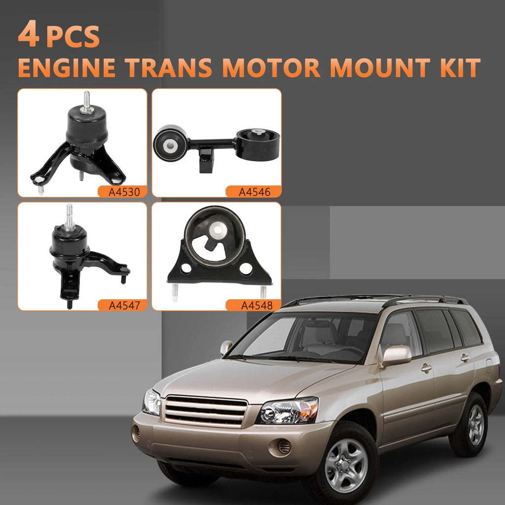 Set of 4 Engine Transmission Motor Mounts for Toyota Highlander (2001–2003)