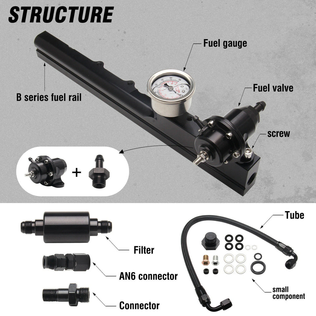 Fuel Pressure Regulator & Rail Line Kit for B-Series B16 B18 B20 Si LS GSR