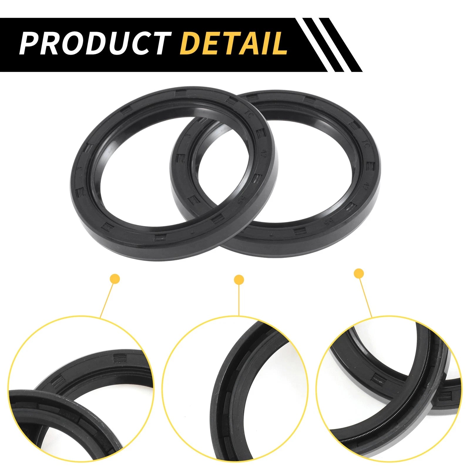 Set of 5 Oil Seal Ring 42x55x7mm NBR Rubber for Rotary Shaft