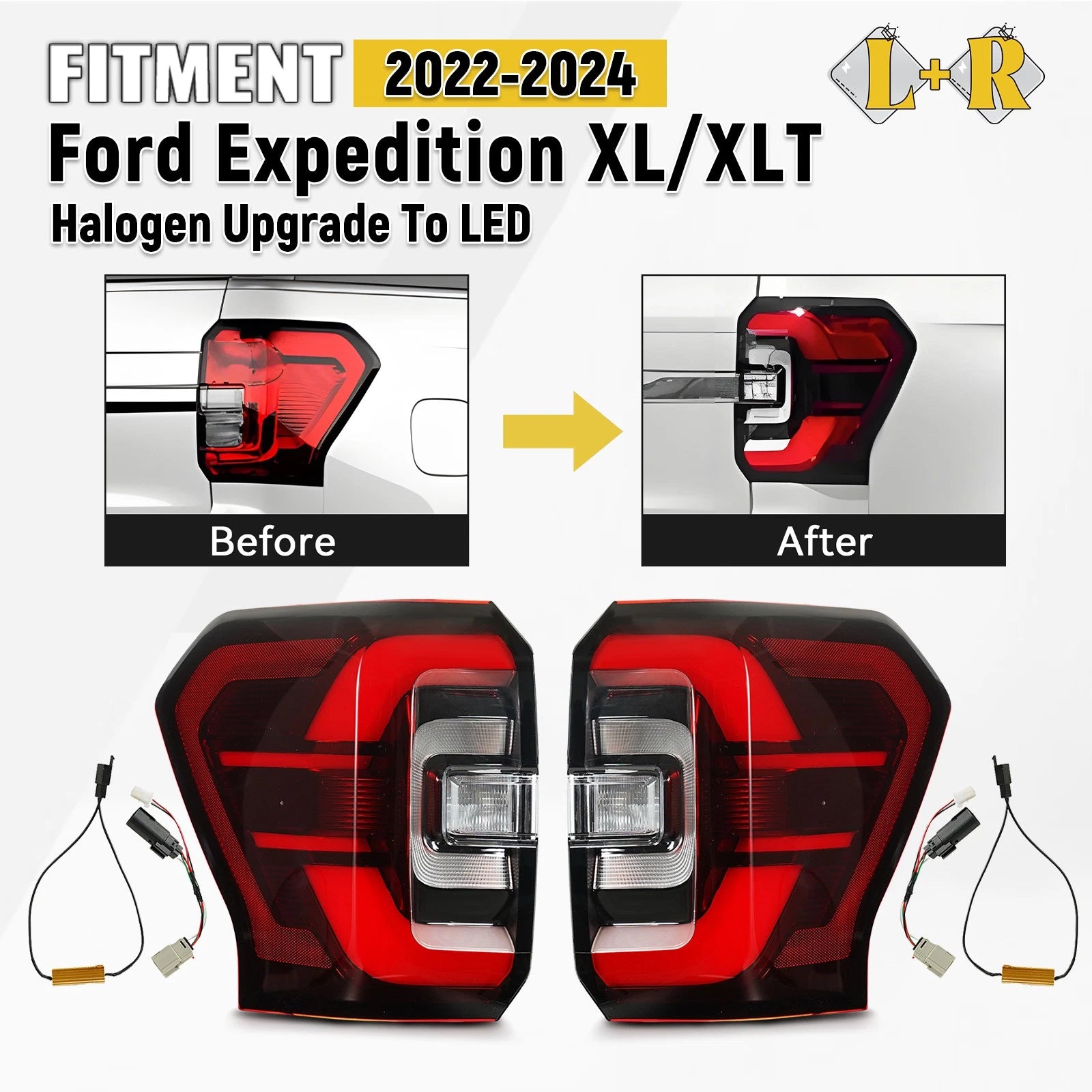 Halogen Upgrade LED Tail Lights for Ford Expedition XLT XL (2022–2025)