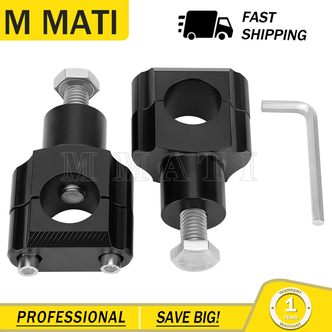 2X 1" 25mm Handlebar Riser Mount Clamp Adapter for Universal Motorcycle