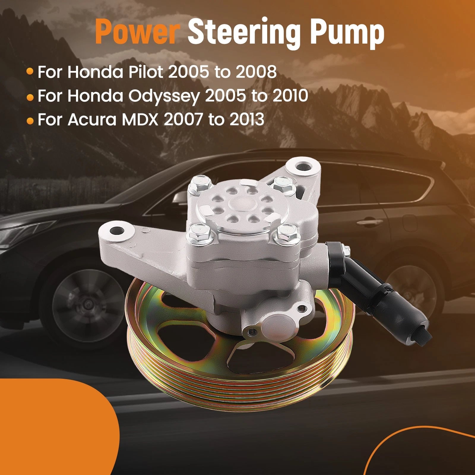 Power Steering Pump & Pulley for Honda Odyssey Acura MDX Pilot (2003–2013)