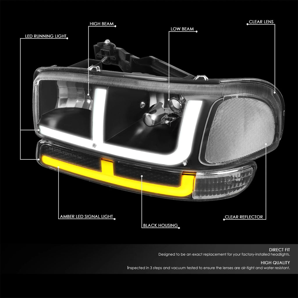 LED Bumper Headlights for GMC Sierra/Yukon (1999–2007) Black Housing