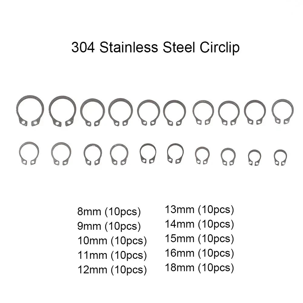 100Pcs/Set External Circlip Retaining Ring for Universal
