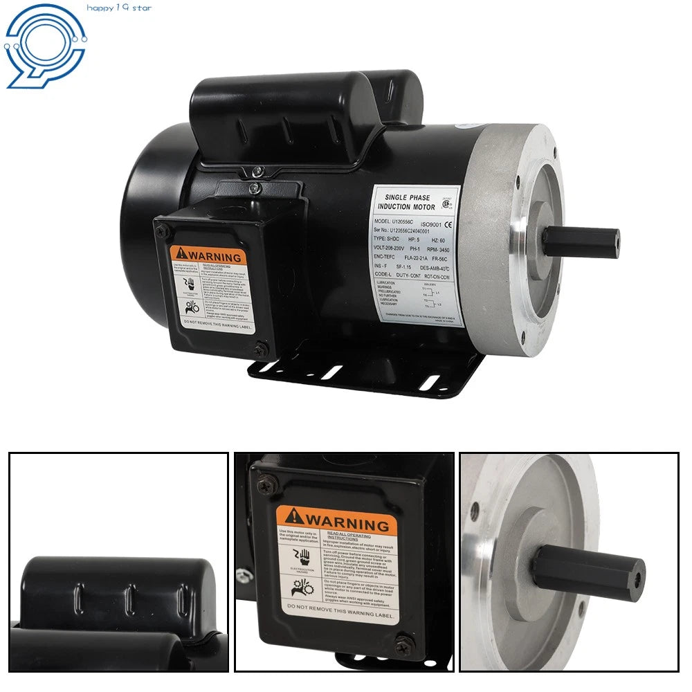 5 HP General Purpose Motor 3450RPM 208-230V 5/8" Shaft 56C Frame CCW/CW