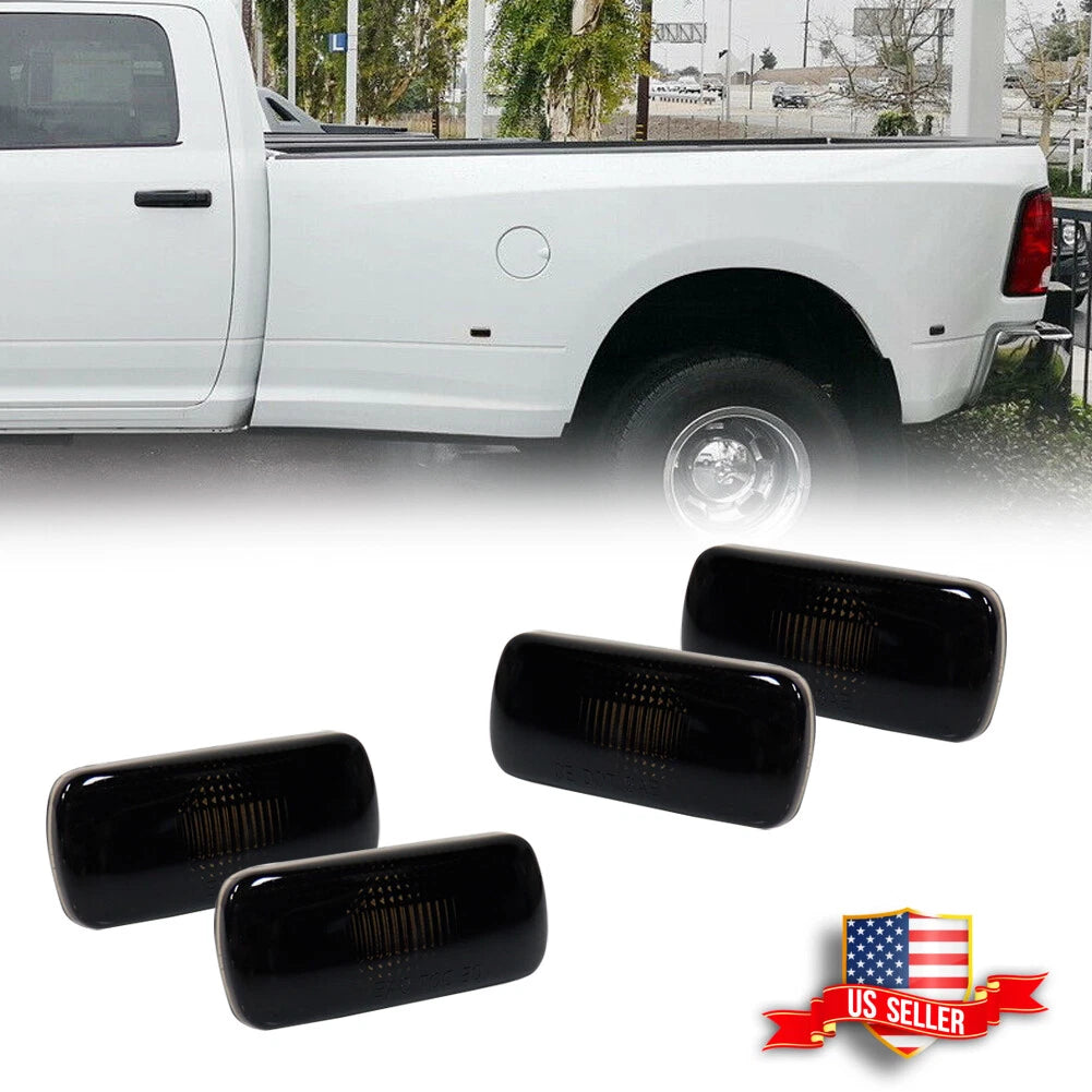 Set of 4 Smoked Lens Fender Side Marker Lamp Housings for Dodge RAM (2010–2018)