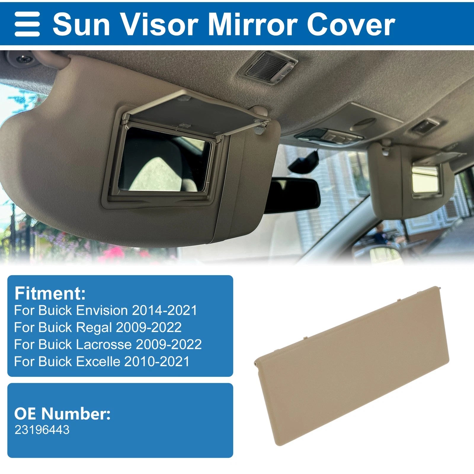 Sun Visor Mirror Cover for Buick Envision (2014–2021) No. 23196443 Yellow