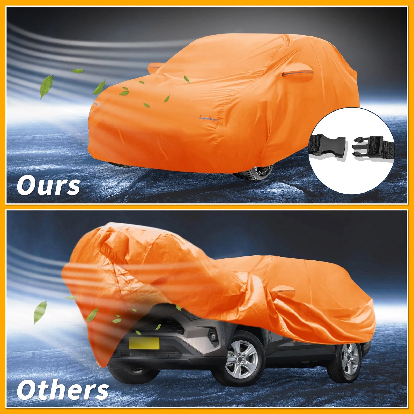 Waterproof Car Cover for Toyota RAV4 (All Weather, Orange, Zipper)