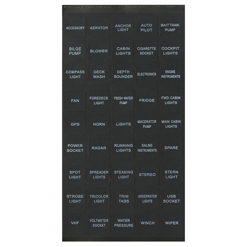 45pc Rocker Switch Label Decal Circuit Fuse Panel Sticker for Marine Boat