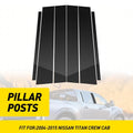 Black Side Window Door Pillar Posts Cover Trim for Nissan Titan (2004–2015)
