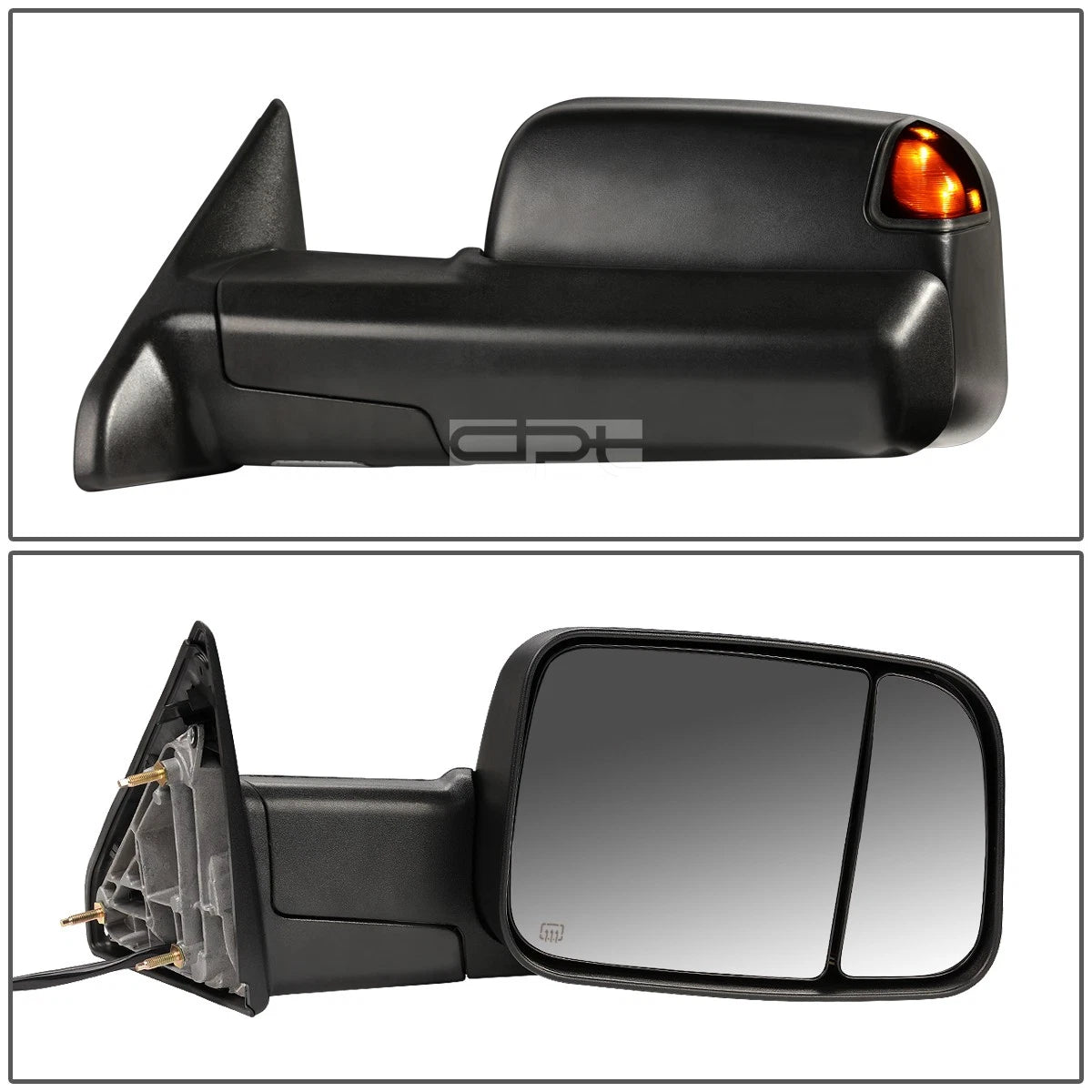 Set of 2 Power Heated LED Smoked Towing Mirrors for Dodge Ram (2009–2012)