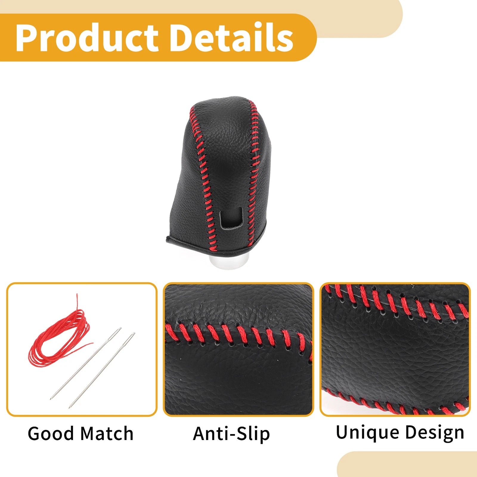1 Pc Gear Shift Knob Cover for Nissan Altima (2019–2024) Pebbled Black Red