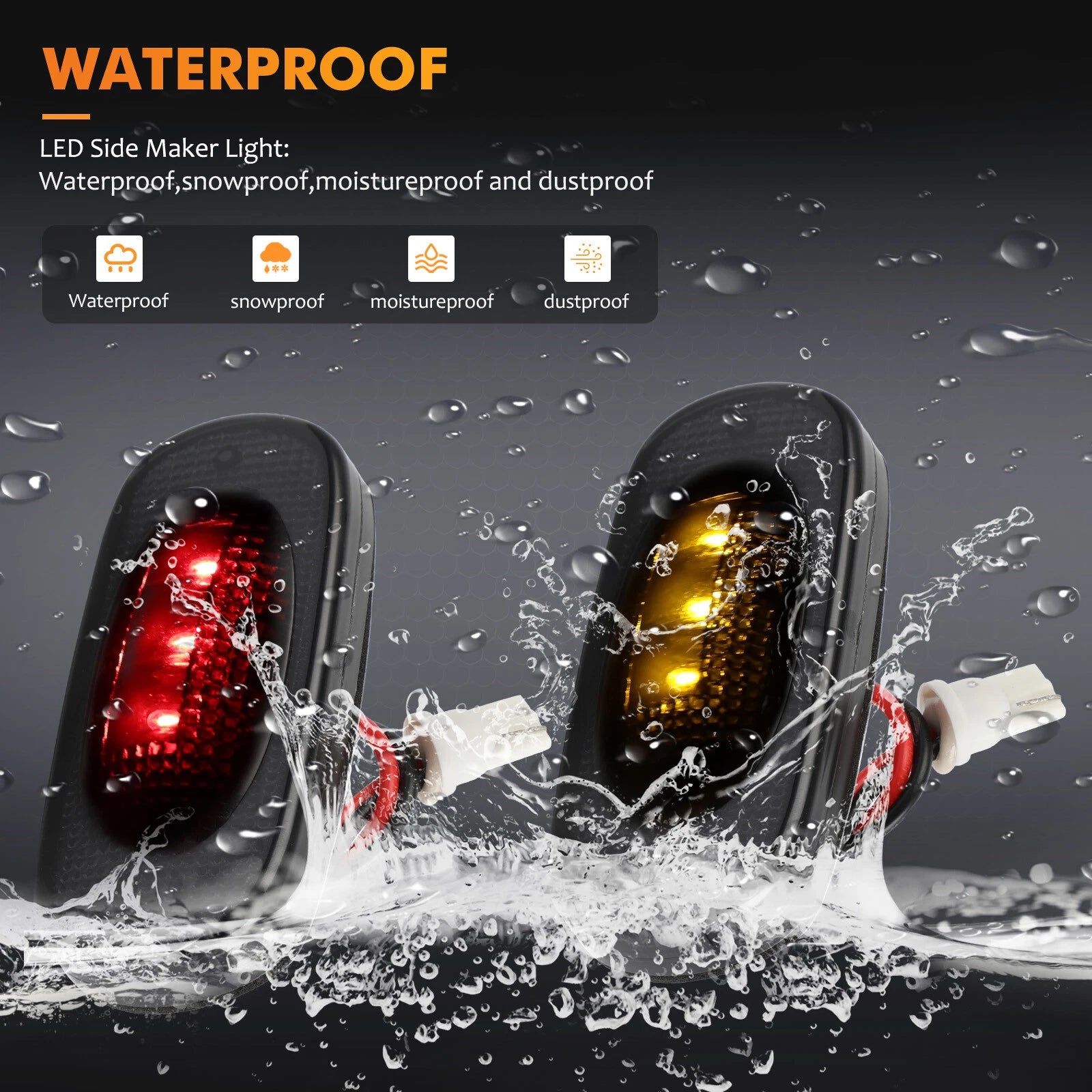 Set of 4 Smoked LED Fender Side Marker Lights for Dodge Ram 2500 3500 (2003–2018)