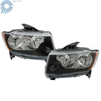 Headlight Assembly Set for Jeep Grand Cherokee (2011-2013) Black Halogen