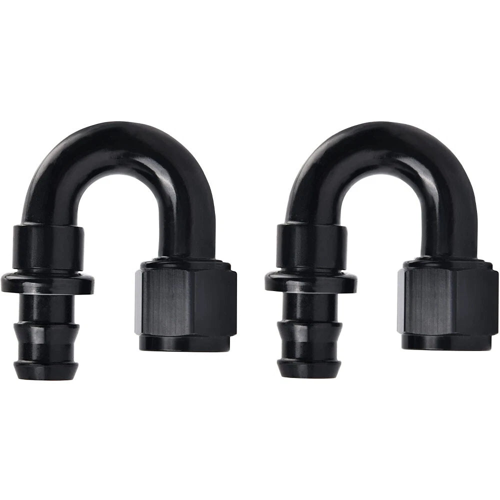 8AN 180° Push Lock Hose Fitting for 1/2" Rubber Fuel Line (2-Pack)