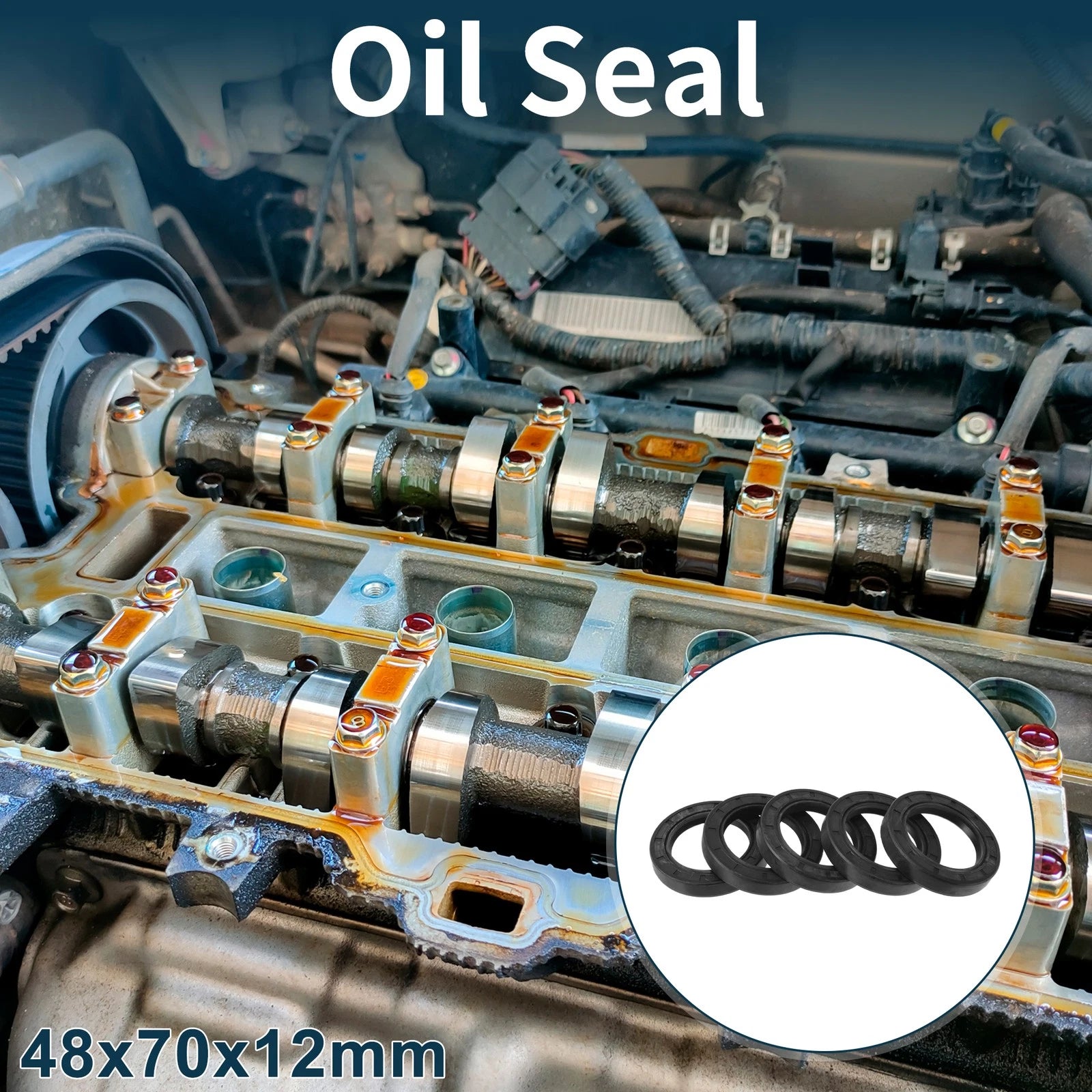 Set of 5 Oil Seal Rotary Shaft Seal NBR Rubber 48x70x12mm