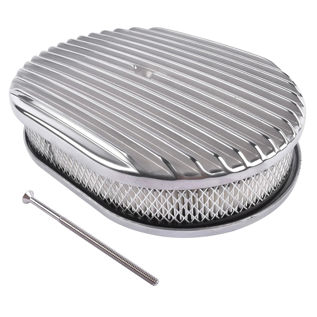 12" Oval Aluminum Full Finned Air Cleaner for Chevy Ford