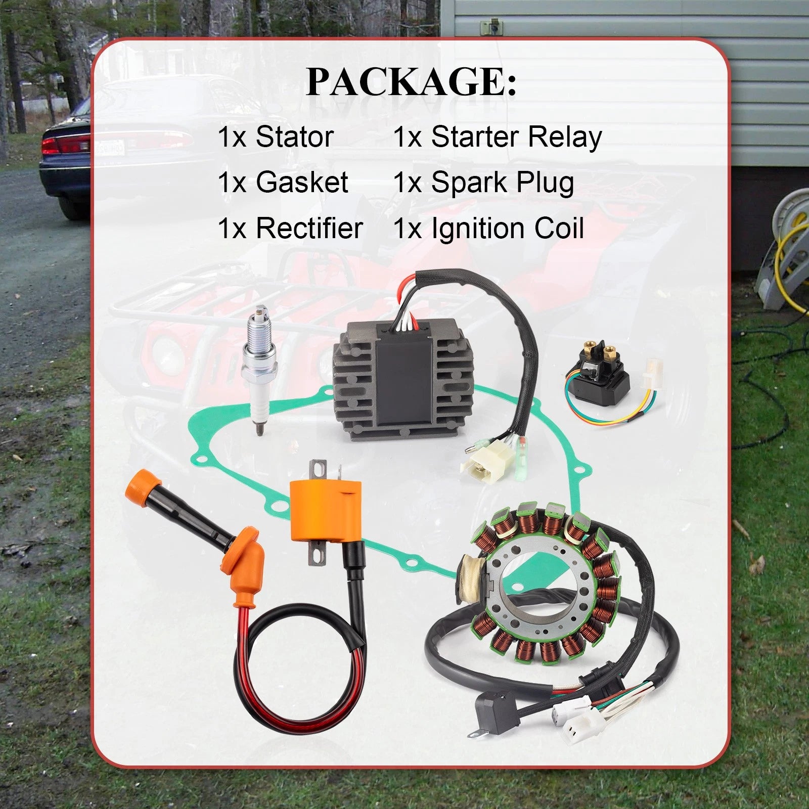 Stator, Ignition Coil, Rectifier, Relay, Gasket for Yamaha Grizzly 600 (1998)