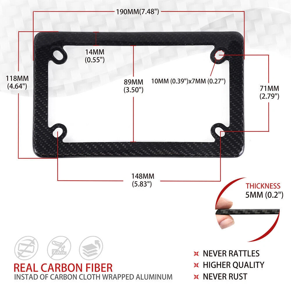 Carbon Fiber Motorcycle License Plate Frame Holder with Caps