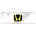Gold Logo on Chrome Mini License Plate - Officially Licensed for Honda