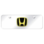 Gold Logo on Chrome Mini License Plate - Officially Licensed for Honda
