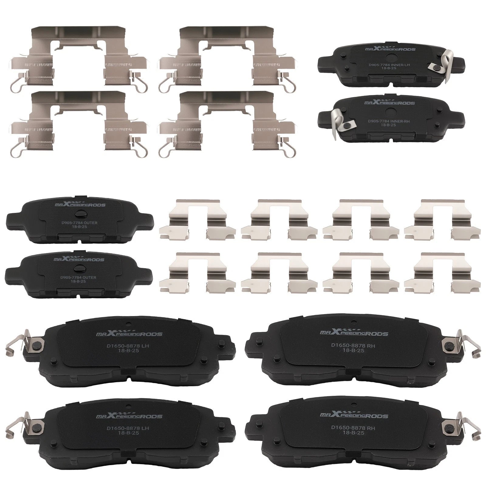 Set of 4 Ceramic Brake Pads for Nissan Altima (2013–2023) P-1650 P-905 D905