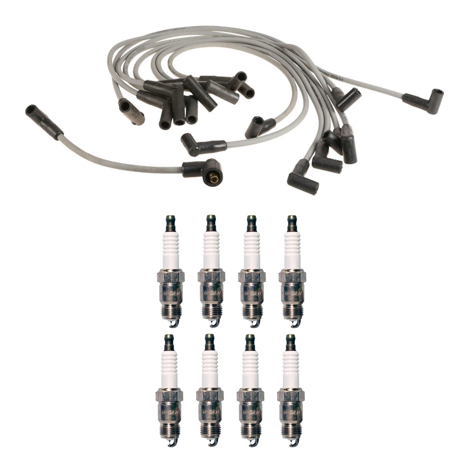 Denso 8mm Wire Set & 8 Iridium TT Spark Plugs Kit for Ford 5.0L 7.5L V8