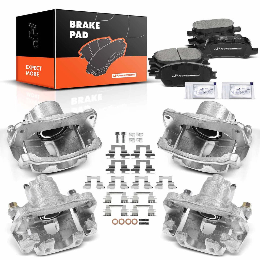 Ceramic Brake Pad and Caliper Front & Rear for Toyota Camry Avalon Solara (1990–2015)