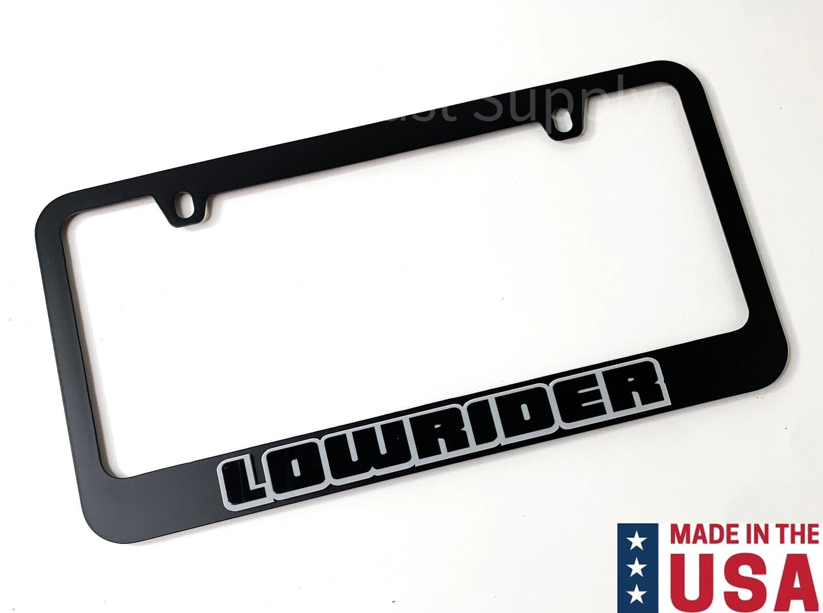 Matte Black License Plate Frame Premium with Gray Outline for Universal Fit