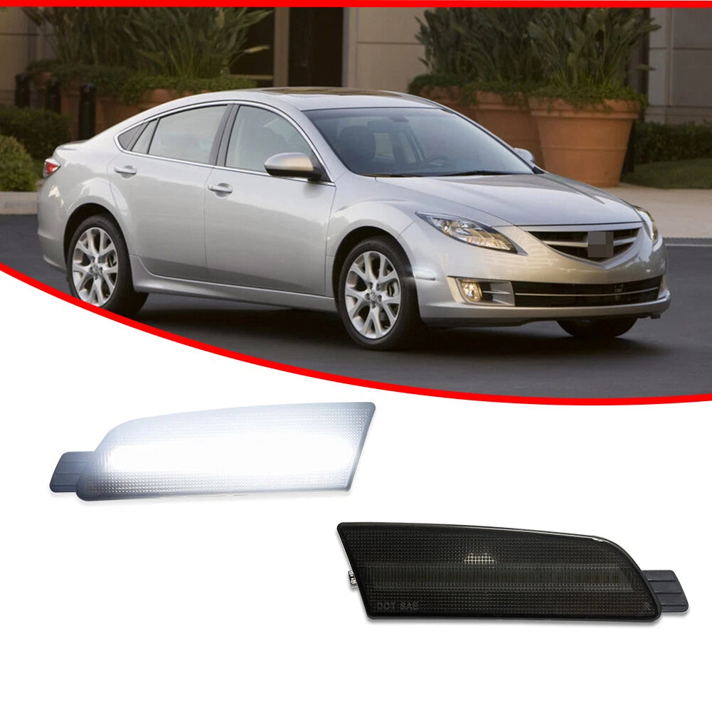 Smoked White LED Front Bumper Side Marker Lights for Mazda 6 (2009–2013)