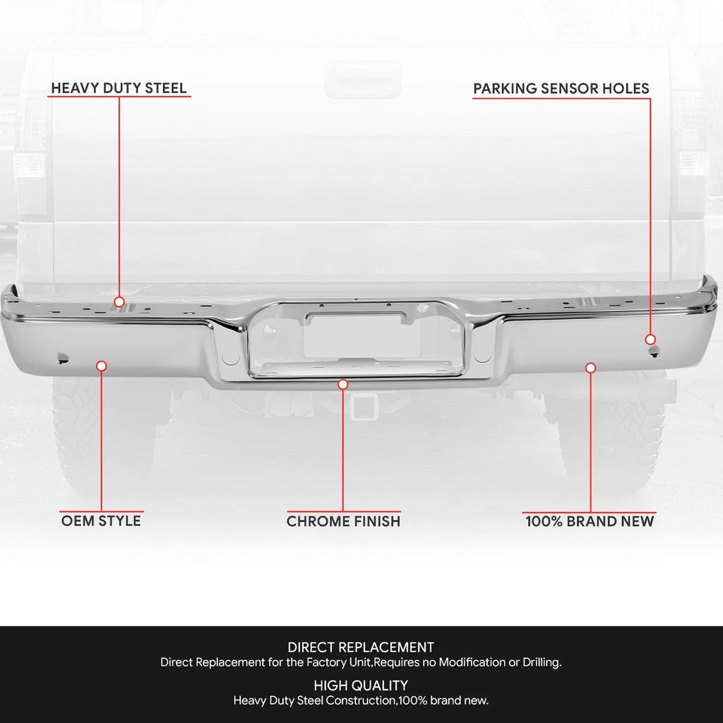 Chrome Rear Bumper Face Bar for Ford F-150 Lincoln Mark LT (2004–2008)