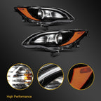 2Pcs Pair Front Headlight for Chrysler 200 (2011–2014) Black Projector