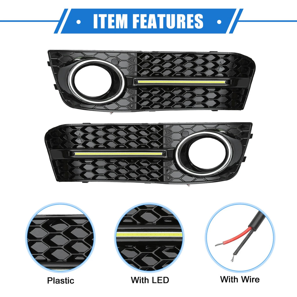 1 Pair Front Bumper Grille Fog Light LED 8K0807681 for Audi A4 B8 (2009–2011)