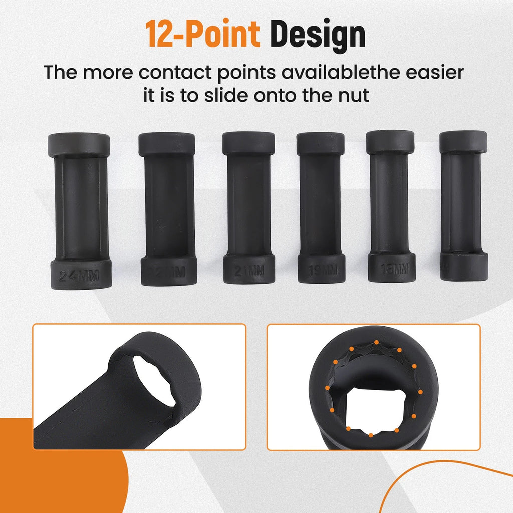 Strut Nut Socket Set (16mm, 18mm, 19mm, 21mm, 22mm, 24mm) for Vehicles