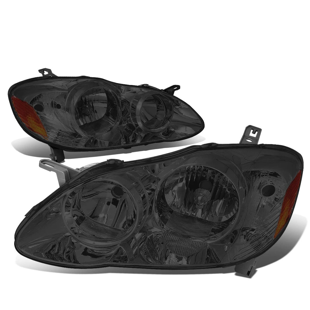 Pair of Smoked Housing Amber Side Headlights for Toyota Corolla (2003–2008)