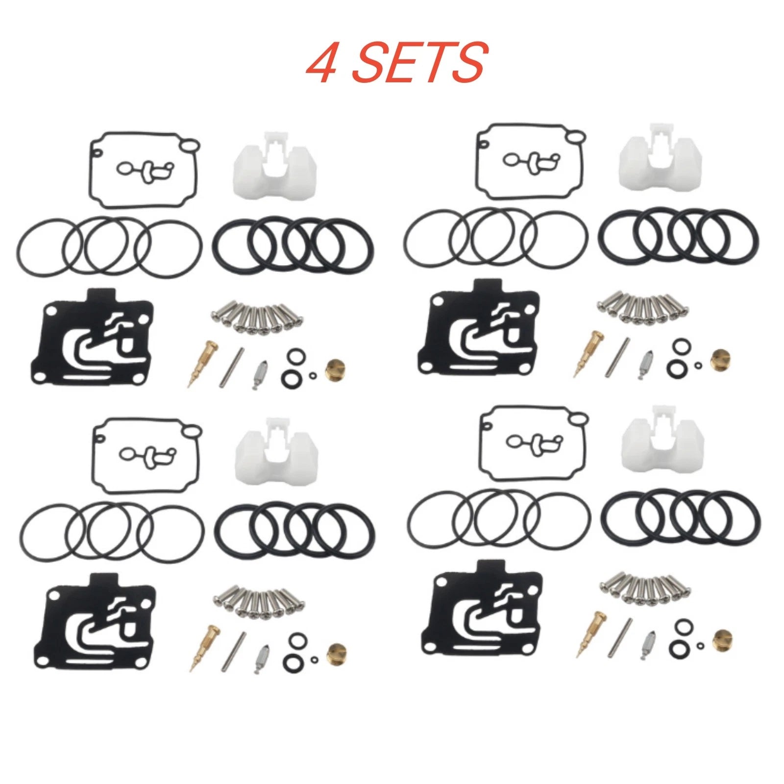Set of 4 Carburetor Rebuild Repair Kits for Yamaha F50-T50 (2001–2004)