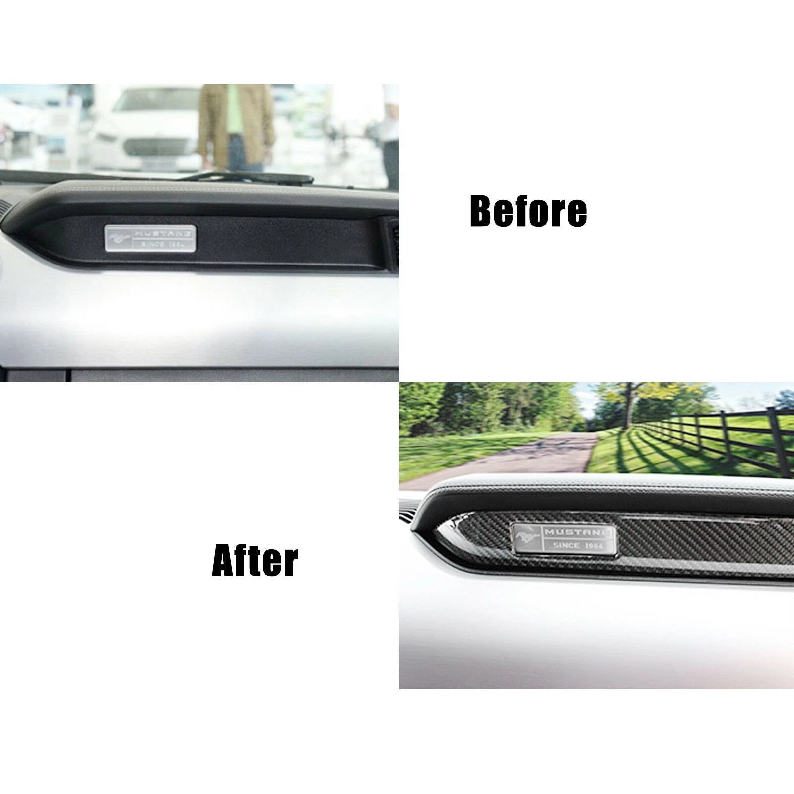 Real Carbon Fiber Interior Center Console Panel Trim for Mustang (2015-2023)