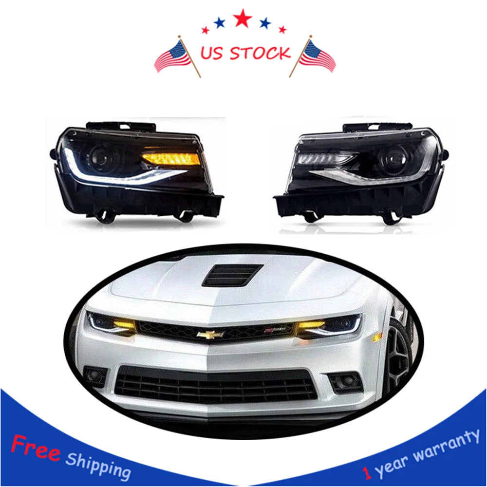 Set of 2 Front LED Projector Headlights for Chevrolet Camaro (2014–2015)