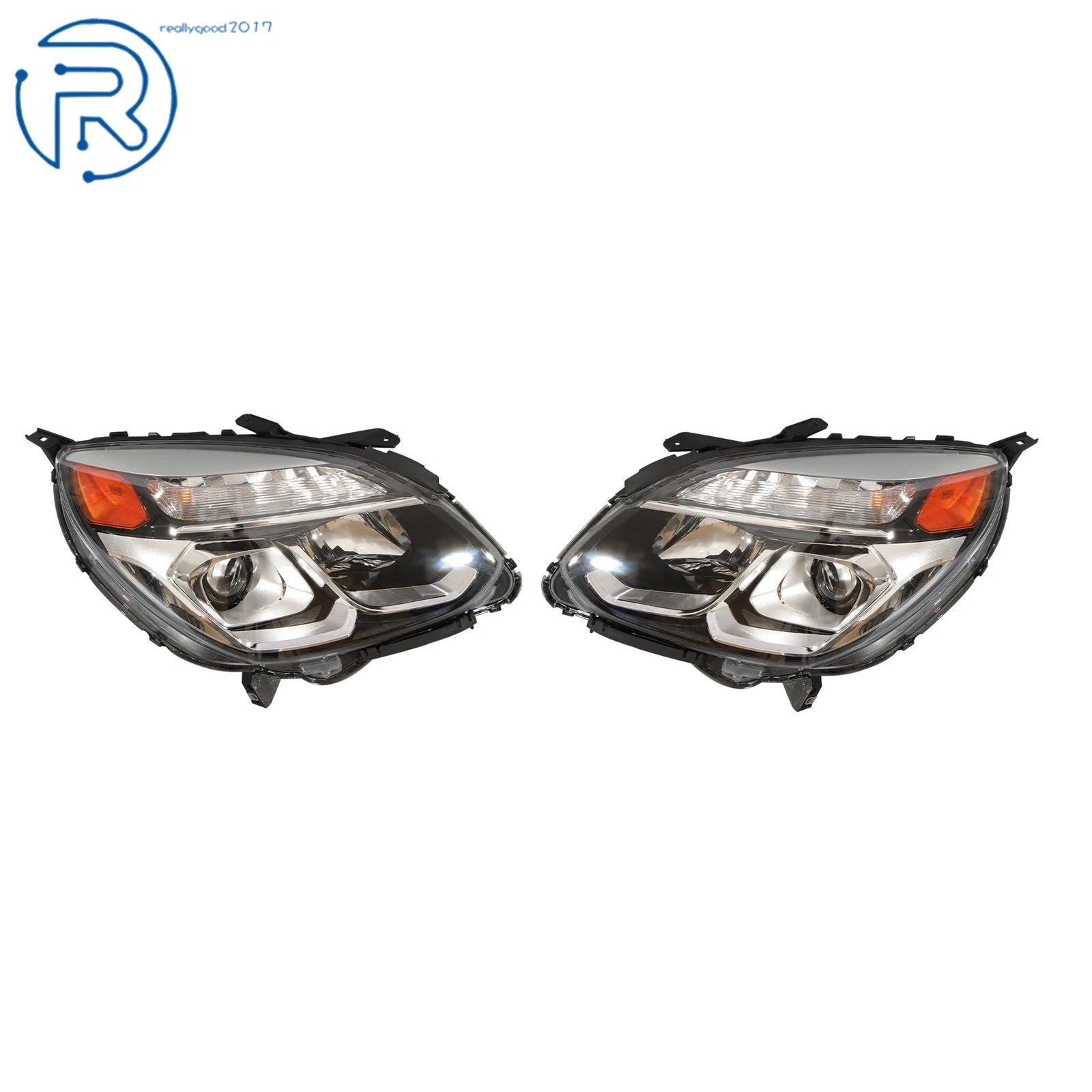 Headlight Assembly Set for Chevy Equinox (2016-2017) Clear Halogen