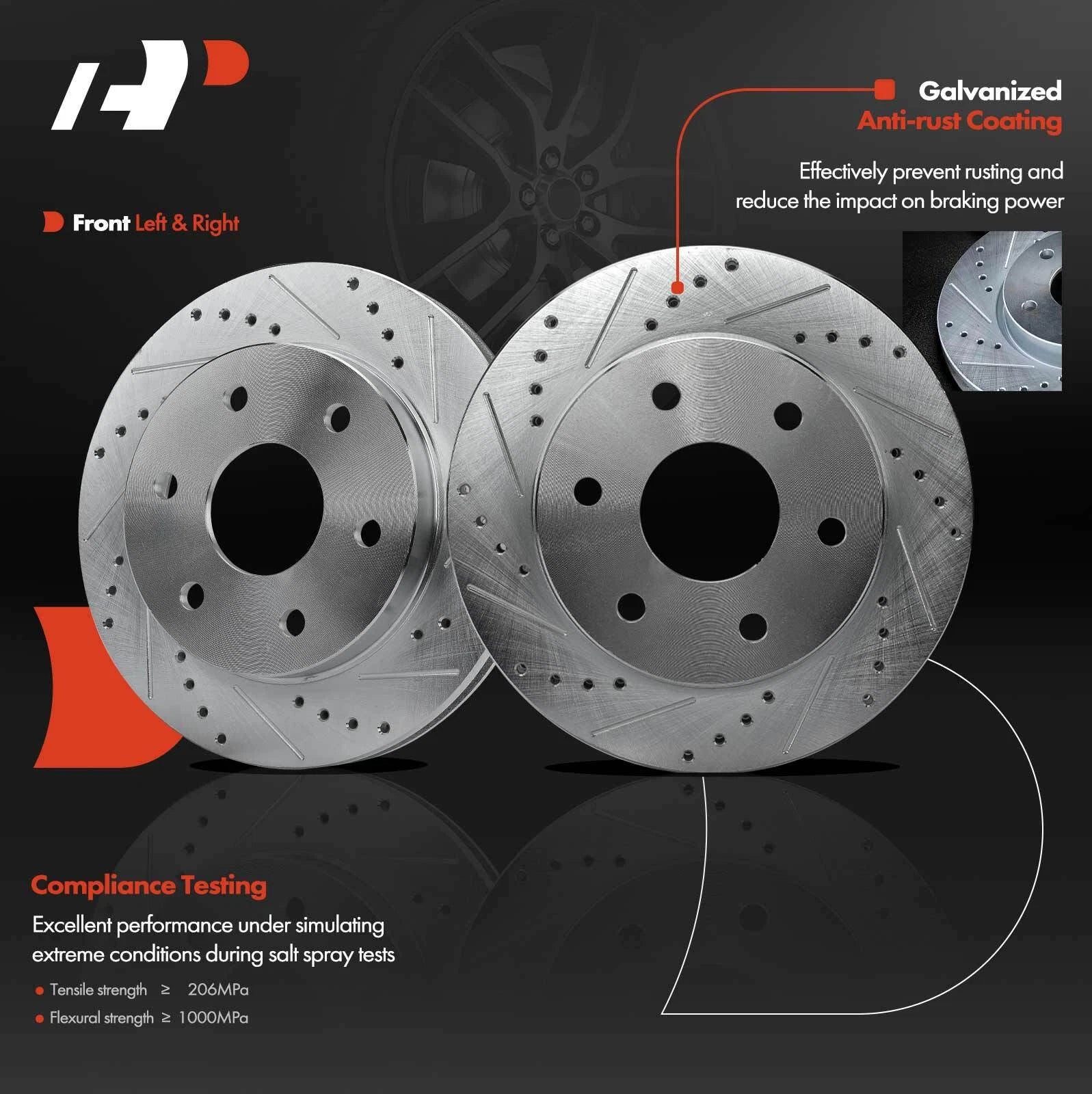 Front Side Drilled Brake Rotors for Chevy Silverado 1500 (1999-2006)