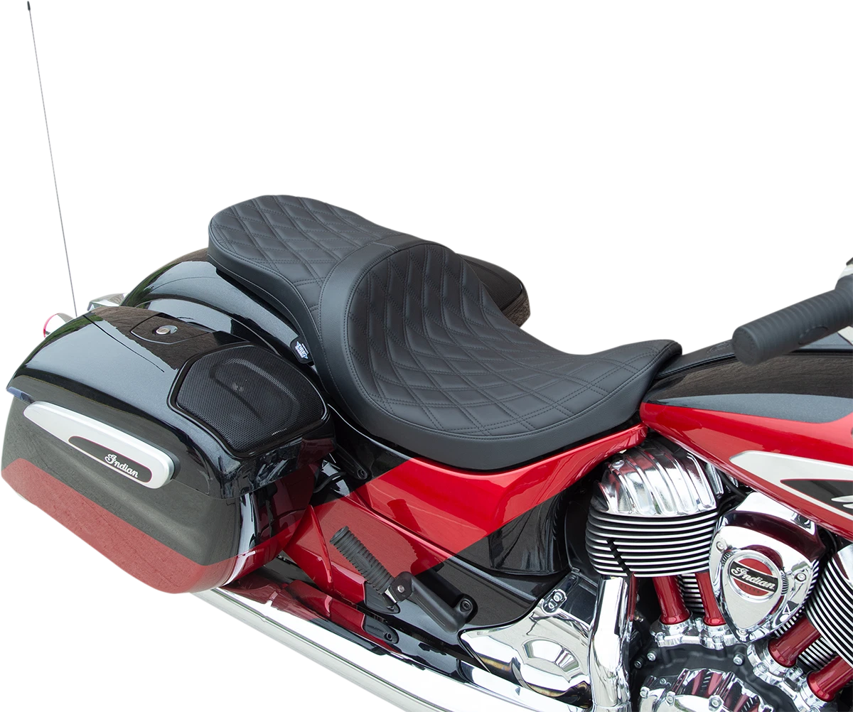 Low Profile Touring Seat for Harley-Davidson (2000–2023) - Double Diamond, Black