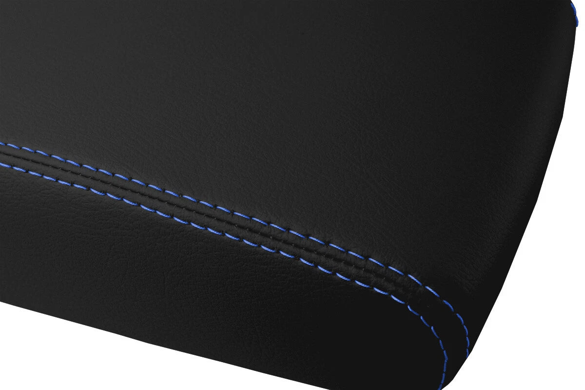 Leather Console Lid Armrest Cover for Nissan Pathfinder (1996–2004) Blue Stitch