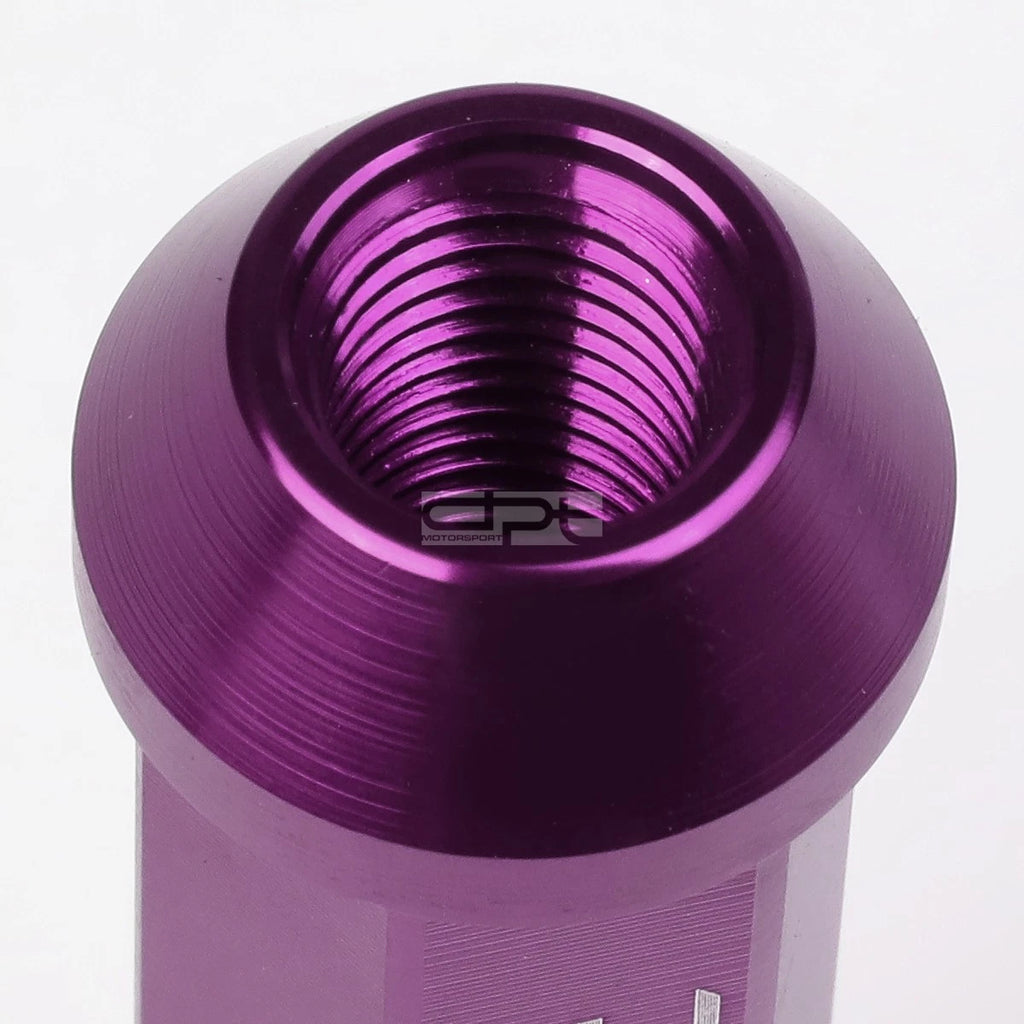 20x Open End M12x1.5 90mm Tall Purple Aluminum Lug Nuts + Adapter