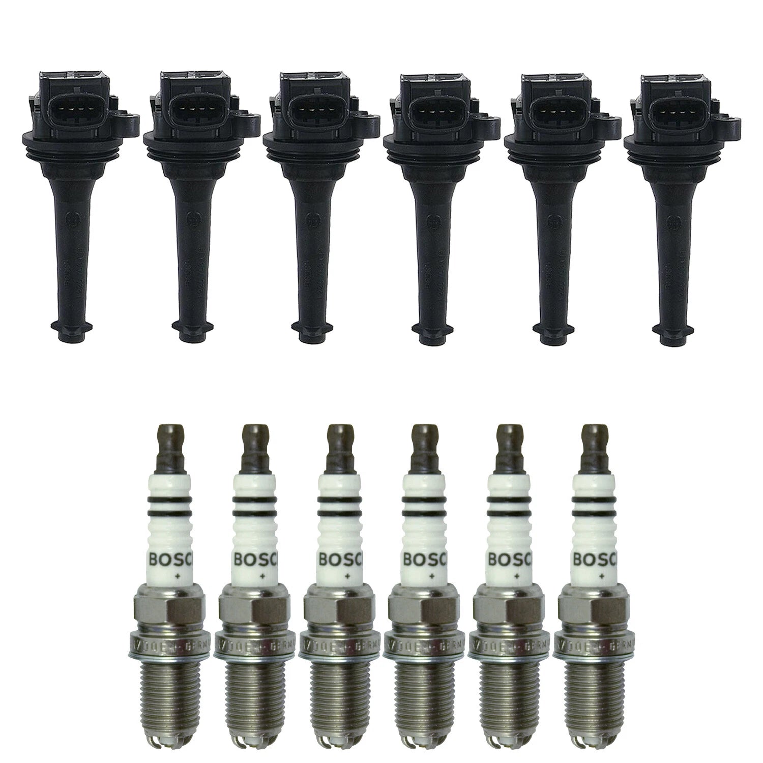 Set of 6 Ignition Coils & Nickel Spark Plugs for Audi A4 S4 A6, VW Passat, Volvo S80 XC90 V6 L6