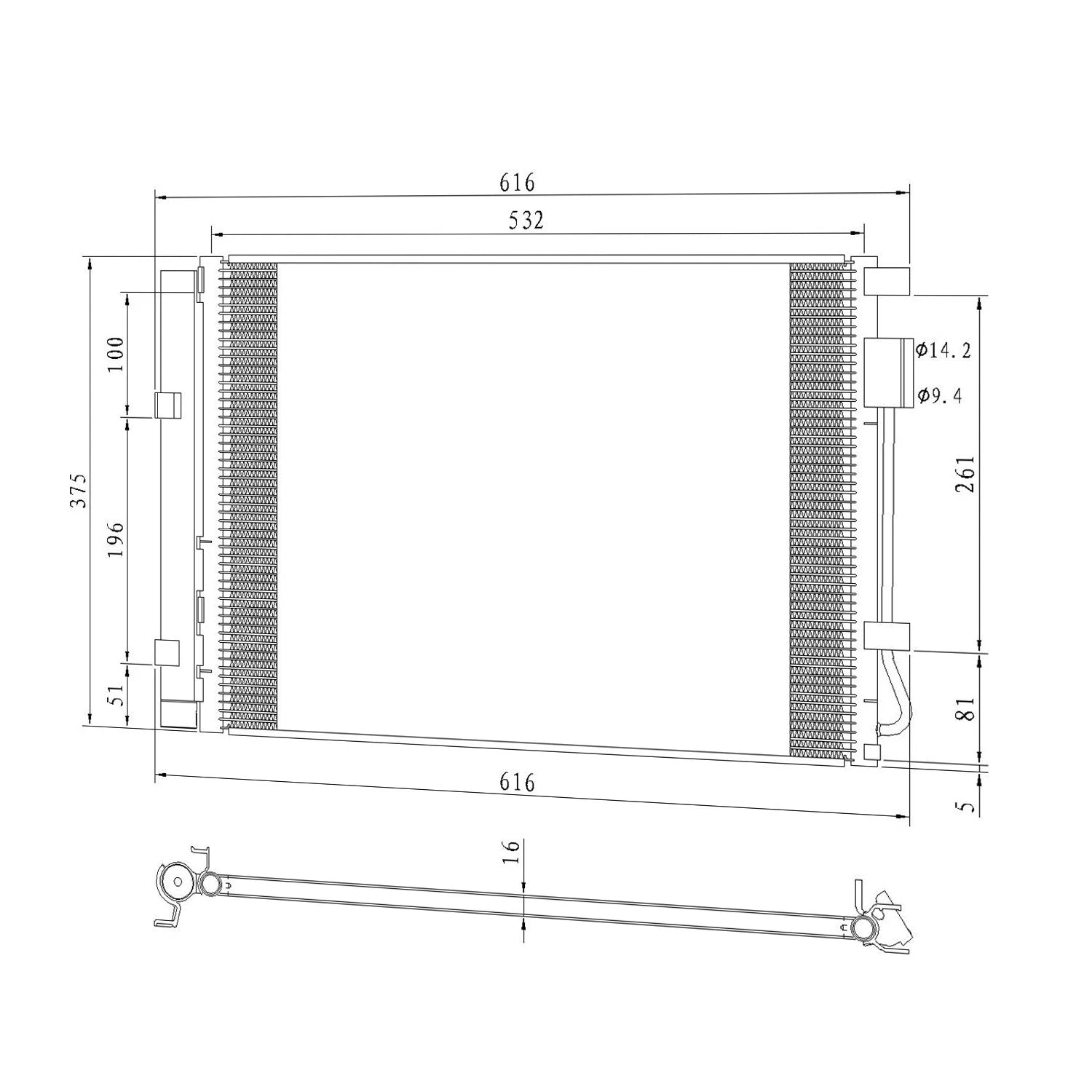Replacement A/C Condenser for Hyundai Accent Hatchback (2014–2016)