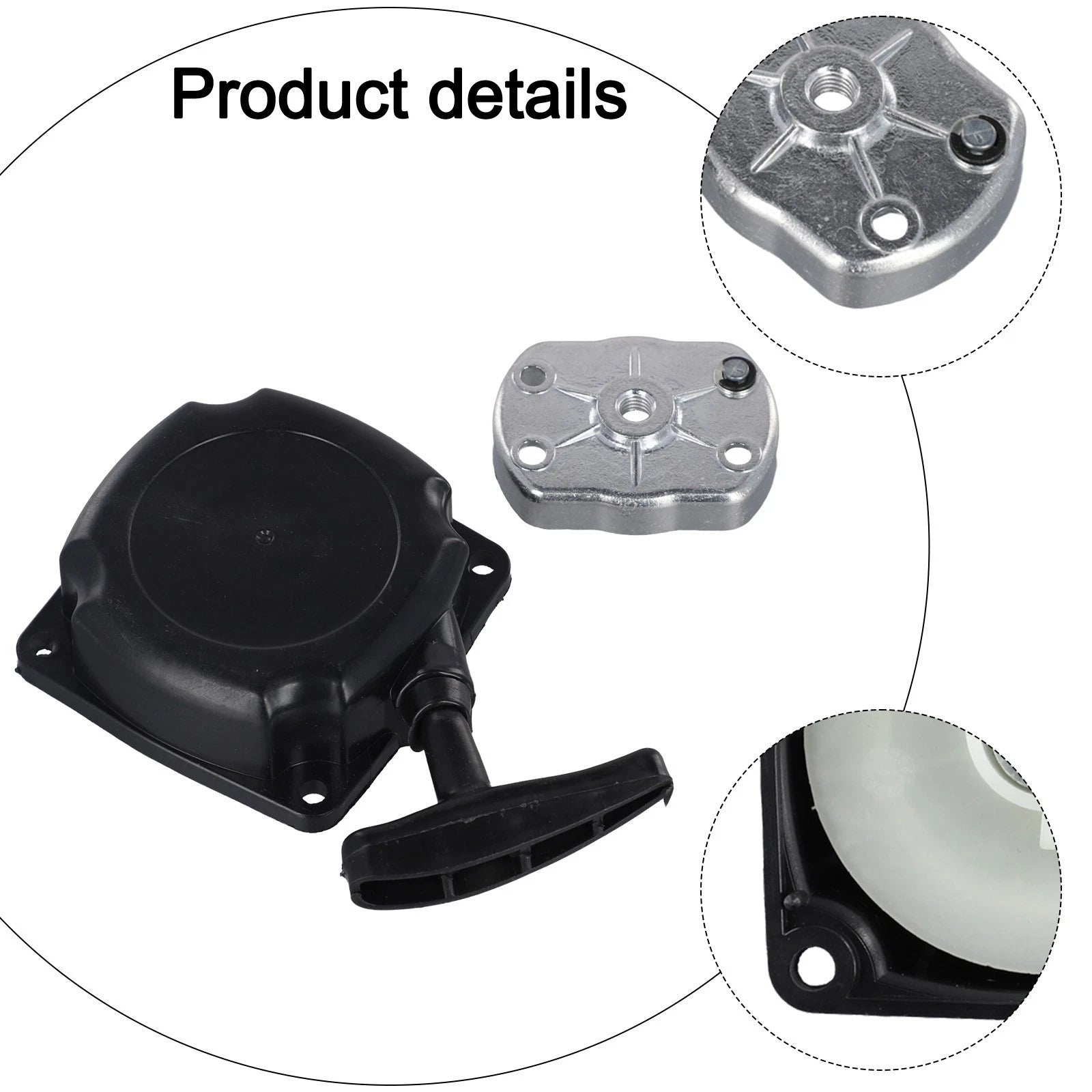 Recoil Starter for Brush Cutter Lawnmower (Black & Silver)