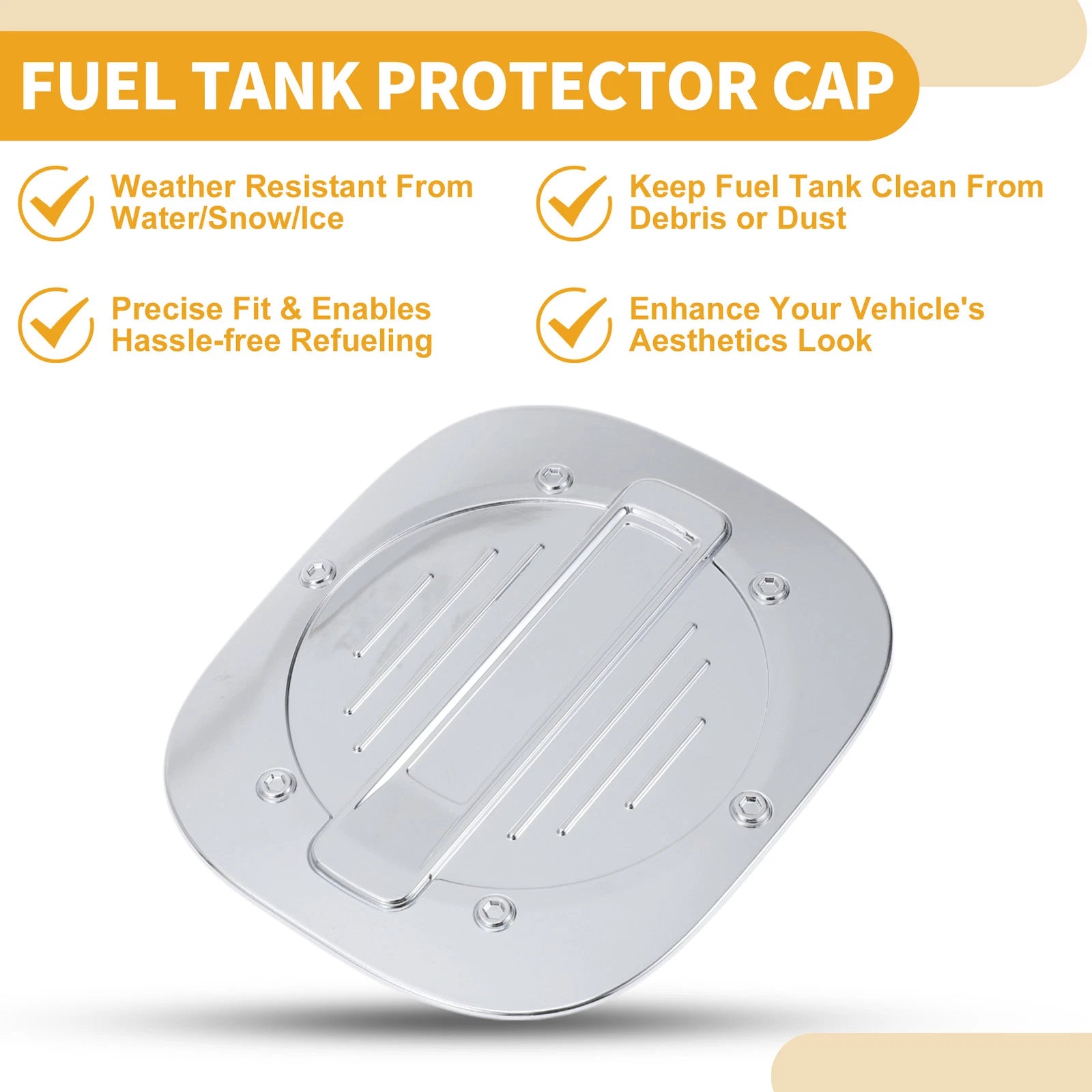 Fuel Tank Door Cap for Ford Escape (2020–2025) Chrome Silver Tone