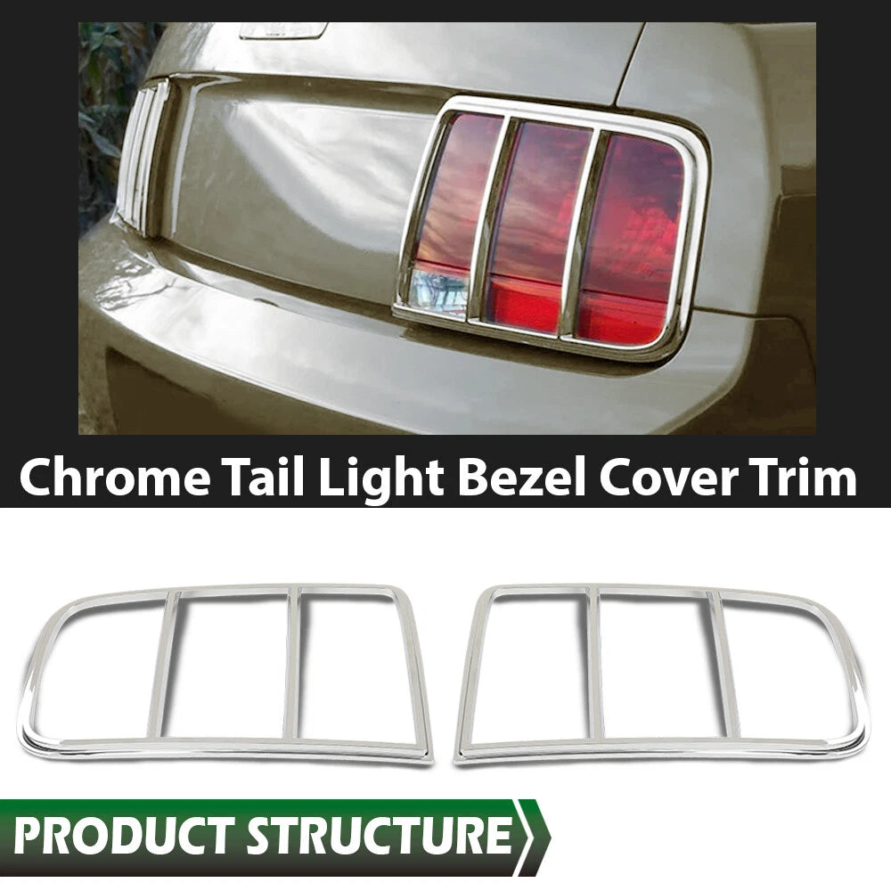 Set of 2 Tail Light Bezel Covers for Ford Mustang (2005–2009) Silver