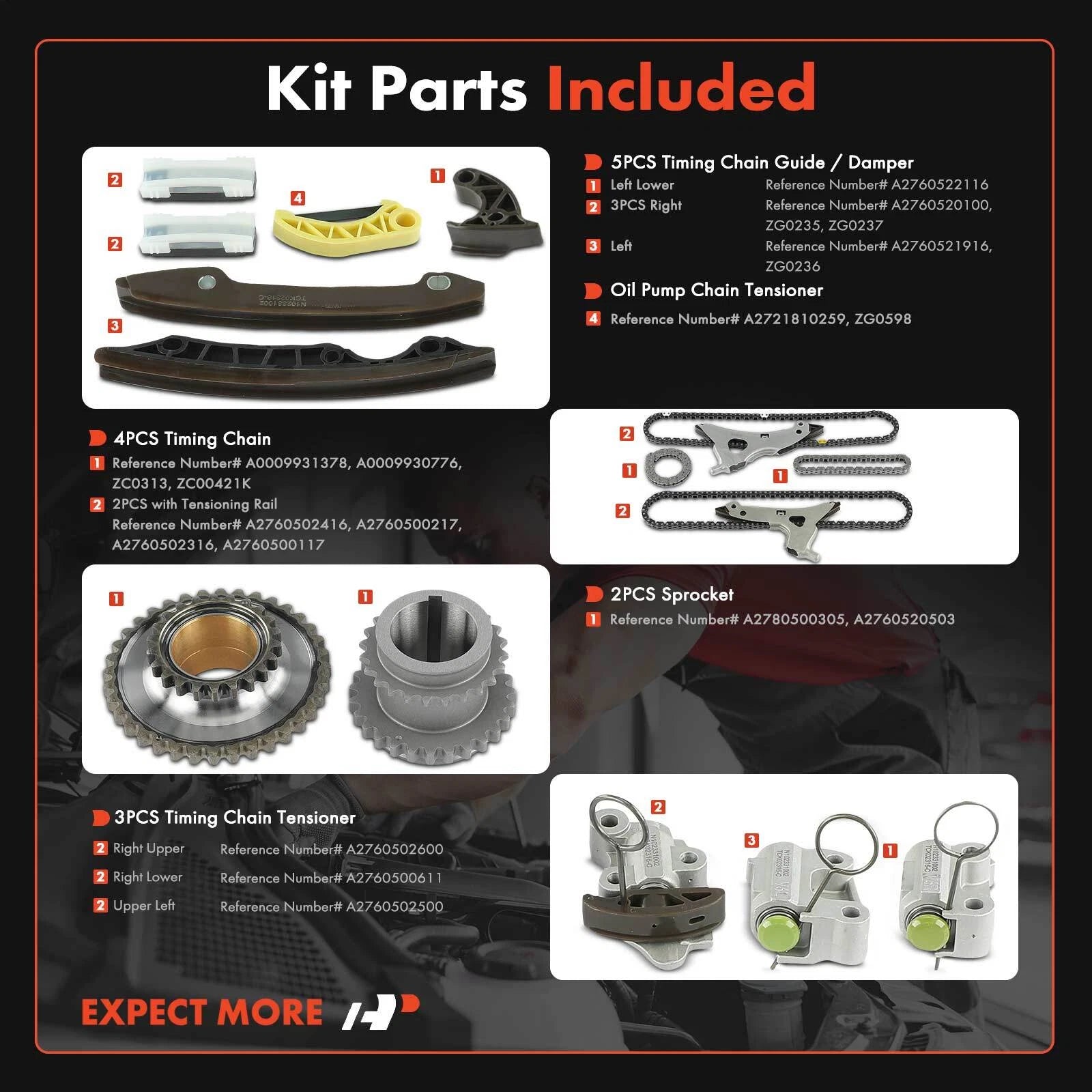 Timing Chain Kit for Mercedes-Benz C350 E350 E400 GLK350 (2012-2015)