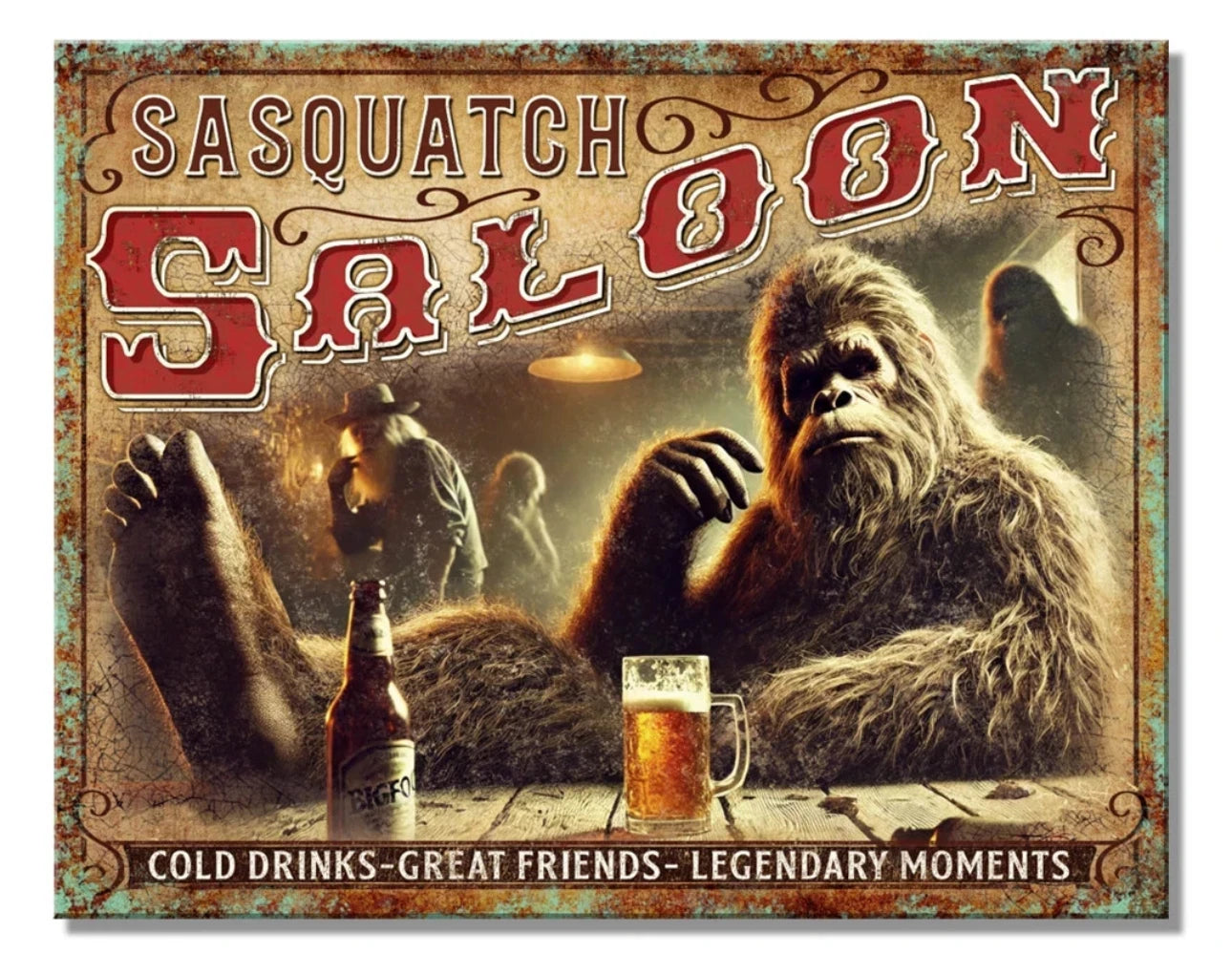 Bigfoot Tin Metal Beer Bar Sign #3000 for Sasquatch Saloon